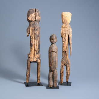 Three African carved wood figures, 19th/20th C.