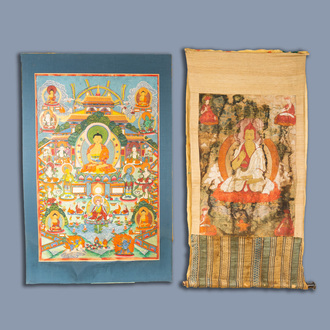 Two thangkas, Tibet, 18th and 20th C.