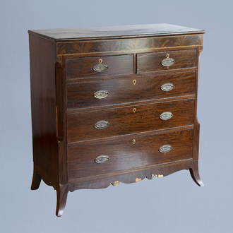 An English chest with two short and three long graduated drawers, 19th C.