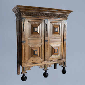 A Dutch oak, ebony and rosewood 'Gelderse kast', 17th C. and later