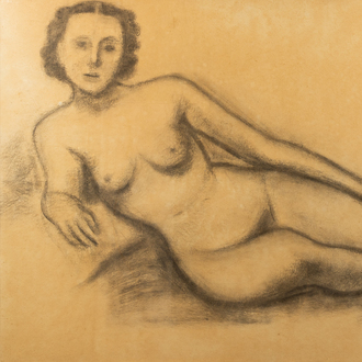 Constant Permeke (1886-1952): Reclining nude, charcoal on paper