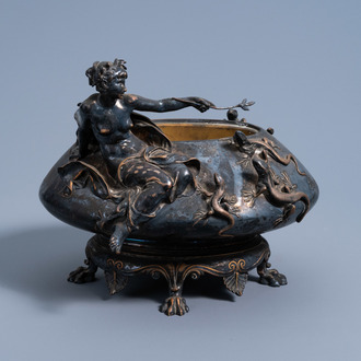 Louis Ernest Barrias (1841-1905): 'Fée aux lézards', silver-plated bronze