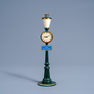 A Jaeger-LeCoultre 'Rue de la Paix' street lamp-shaped table clock, Switzerland, third quarter of the 20th C.