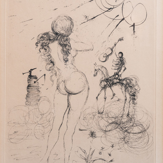 Salvador Dali (1904-1989): 'Femme, cheval et la mort' (Poèmes secrets d'Apollinaire), etching, ed. 98/235, [1967]