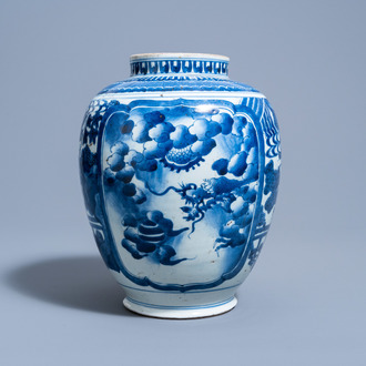 A Japanese blue and white Arita 'dragons' vase, Edo, late 17th C.