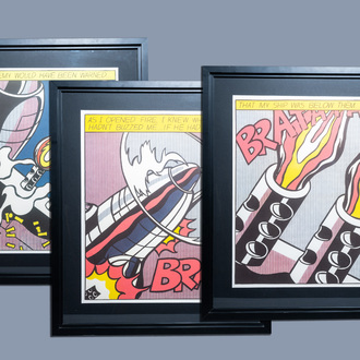 Roy Lichtenstein (1923-1997): 'As I opened fire' (triptych), serigraph, [1964]