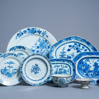 A varied collection of Chinese blue and white porcelain, Ming, 18th C. and later