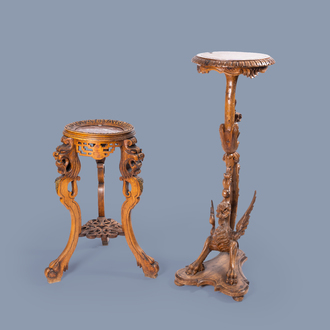 A wood stand with a griffin and one with lion heads, France, 19th C.