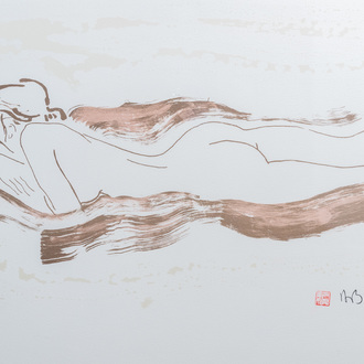 Alain Bonnefoit (1937): Reclining nude, lithograph in colours, ed. H.C. 13/20, dated (19)70