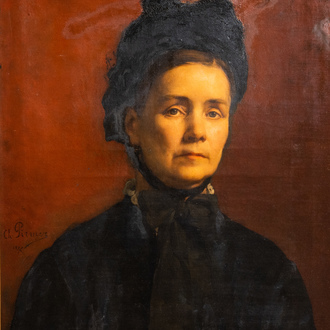 Charles Pirmez (19th C.): Portrait of a lady, oil on canvas, dated 1877