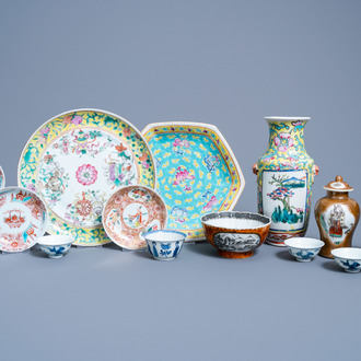 A varied collection of Chinese polychrome porcelain, 18th C. and later