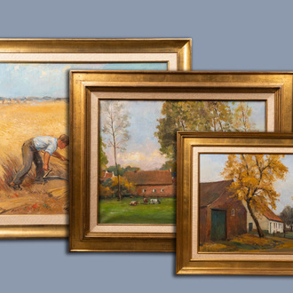 Luc De Decker (1907-1982): Three various paintings, oil on canvas