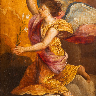 Italian school: The archangel Gabriel, oil on panel, 17th C.