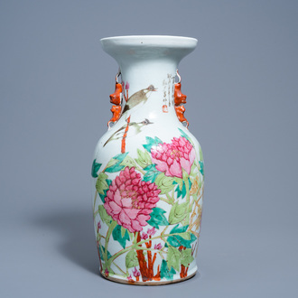 A Chinese qianjiang cai vase with birds among blossoming branches, 19th C.