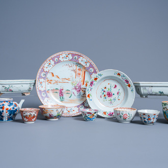 A varied collection of Chinese Imari style, famille rose and qianjiang cai porcelain, 18th/19th C.