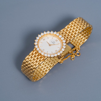 An 18 carat yellow gold Omega wristwatch set with 26 diamonds, 20th C.