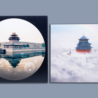 Liu Ren (1980): 'Temple of Heaven' (Sleepwalker) and 'Someday Somewhere', two chromogenic or C prints, dated 2005 and 2007