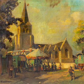 Herman Verbaere (1906-1993): The village fair, oil on canvas