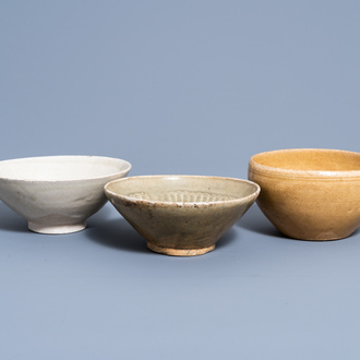 Three Chinese and Southeast Asian monochrome glazed bowls, Song and later