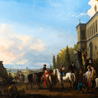 Jan van Huchtenburg (1647-1733): The return from the hunt, oil on canvas