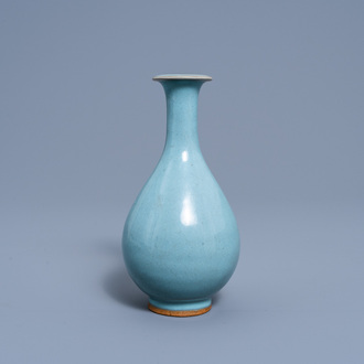 A Chinese monochrome 'junyao' 'yuhuchunping' vase, poss. Yuan or Ming