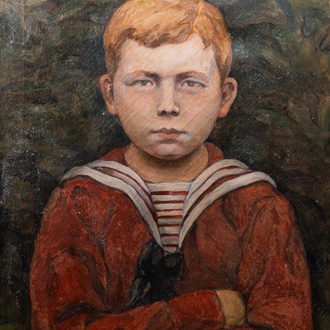 French school: Portrait of a confident boy, oil on canvas, first half of the 20th C.