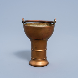 A brass holy water bucket or aspersorium of the Van der Weyden type, the Southern Netherlands, 17th C.