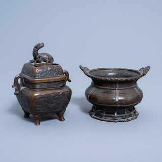 Two Chinese bronze censers, 18th/19th C.