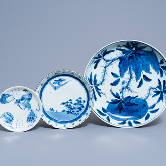 Three various Japanese blue and white plates, Edo/Meiji, 18th C. and later