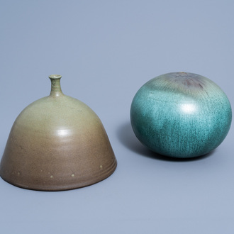 Two various European studio pottery vases, 20th C.