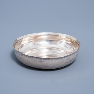 A monogrammed Ottoman silver 'hammam' bowl with rocaille design, 18th/19th C.