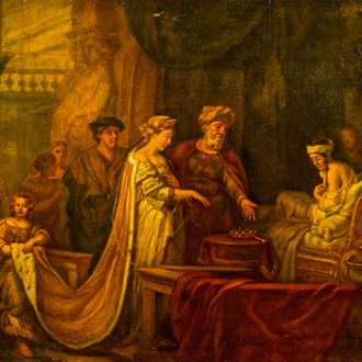 European school: The royal visit, oil on canvas, 19th C.