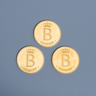 Three Belgian 21,6 carat yellow gold coins on the occasion of the 25th anniversary of King Baudouin I, 1976