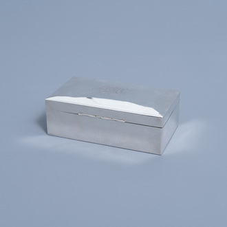 An English silver box and cover with monogram R.M.S. (Sutherland), Birmingham, maker's mark C.B., 925/000, dated 1905