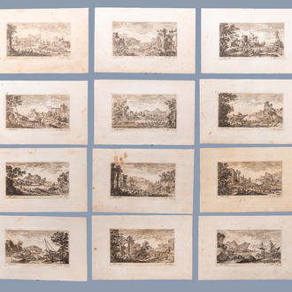 Nicolas Perelle (1631-1695): Twelve various harbor views, etchings, published by Nicolaes Visscher II (1649-1702), 17th C.