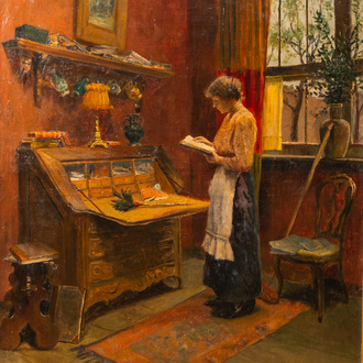 Gérard Watrin (1860-1924): The curious maid, oil on canvas