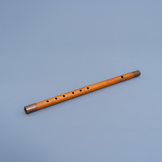 A presumably English wood flute with six tone holes, ca. 1800
