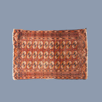 A Turkmen Tekke rug, wool on cotton, 19th C.