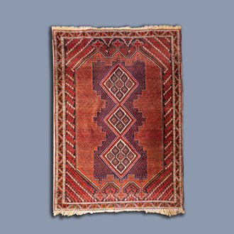 A Persian Afshar rug, wool on cotton, 19th C.