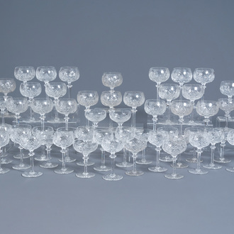 An extensive collection of clear crystal cut glasses, Val Saint Lambert, 20th C.