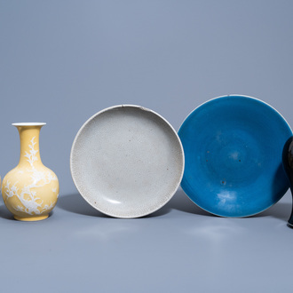 A varied collection of monochrome Chinese porcelain wares, 18th C. and later