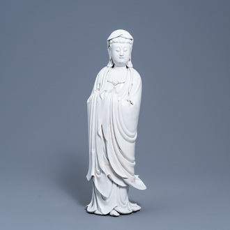 A Chinese blanc de Chine figure of Guanyin, 19th/20th C.