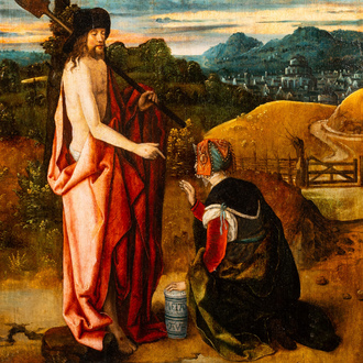 Flemish school: Christ appears to Mary Magdalene or Noli me tangere, oil on panel, first quarter of the 16th C.