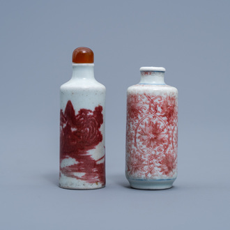 Two Chinese copper red snuff bottles, 19th/20th C.