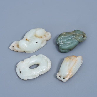 Four Chinese jade and jadeite sculptures, 19th/20th C.