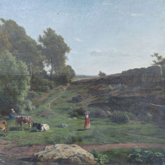 Théodore Fourmois (1814-1871): 'Vue prise à Mont-Saint-Guibert', oil on canvas, dated (18)67