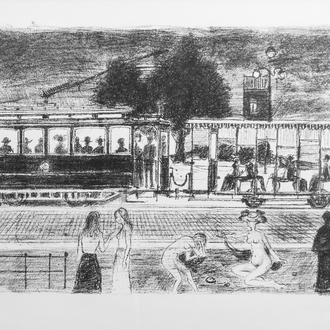 Paul Delvaux (1897-1944): 'Le tramway', lithograph, ed. E.A., dated (19)71