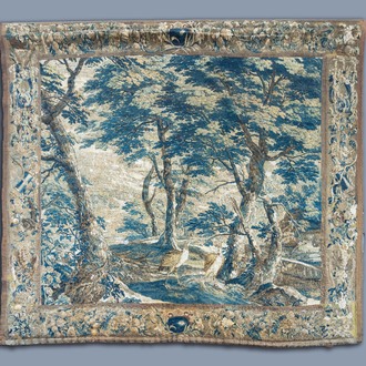 A Flemish wall tapestry with birds in a forest landscape, Southern Netherlands, 17th C.