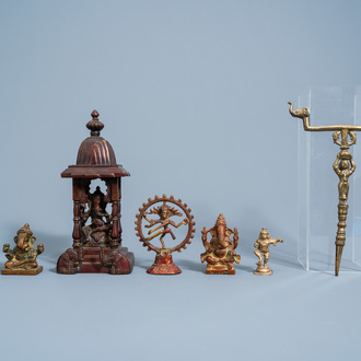 A varied collection of Indian bronze and brass figures, 19th/20th C.
