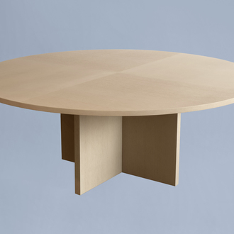 A large round oak design table, Minus, Poperinge, 21st C.